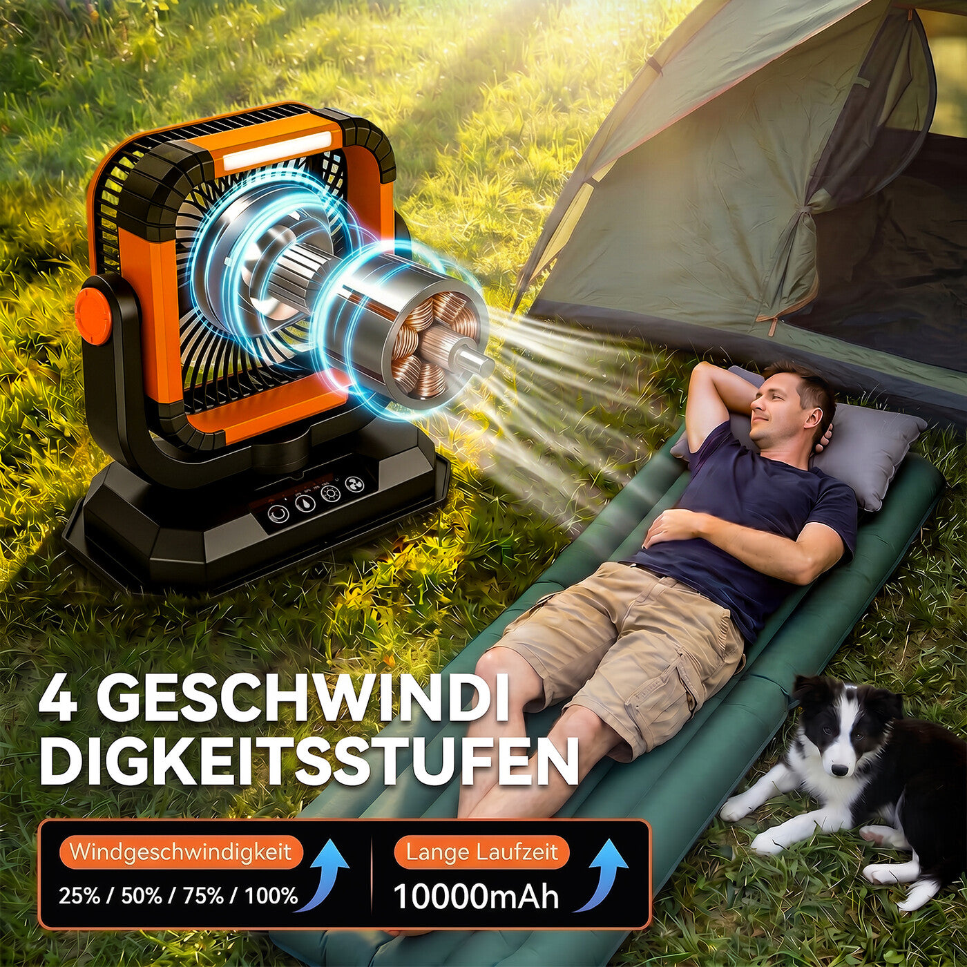 12L Nebel Camping Ventilator mit 10000mAh Akku, 4 Windstufen & 3 Nebel – Awesum Things