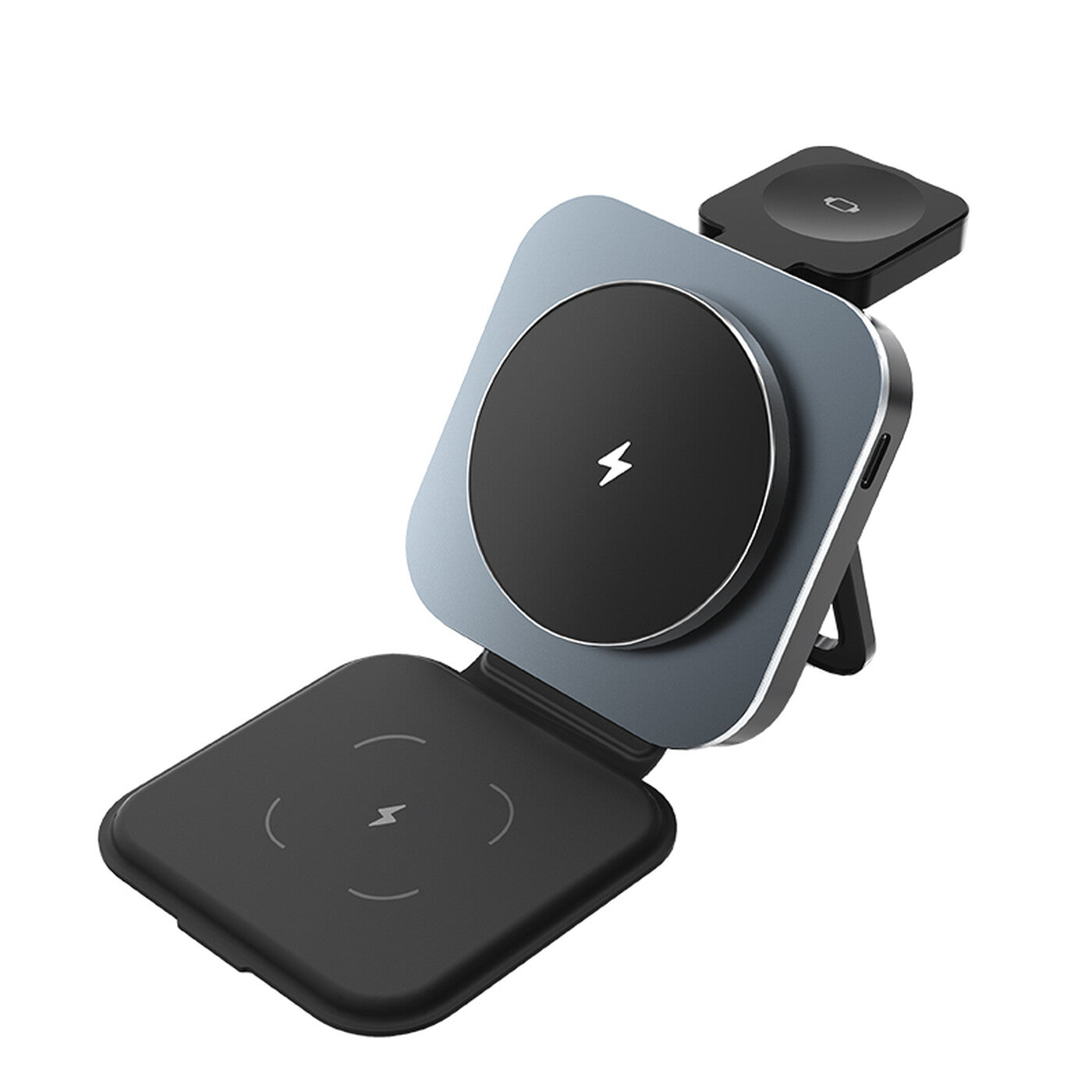Rexsun 3-in-1 Faltbares Magnetisches Wireless-Ladegerät für MagSafe, Tragbare Schnellladestation für iPhone 16/15/14/13/12 Serie, AirPods Pro/4/3/2 und Apple Watch, T11, Schwarz