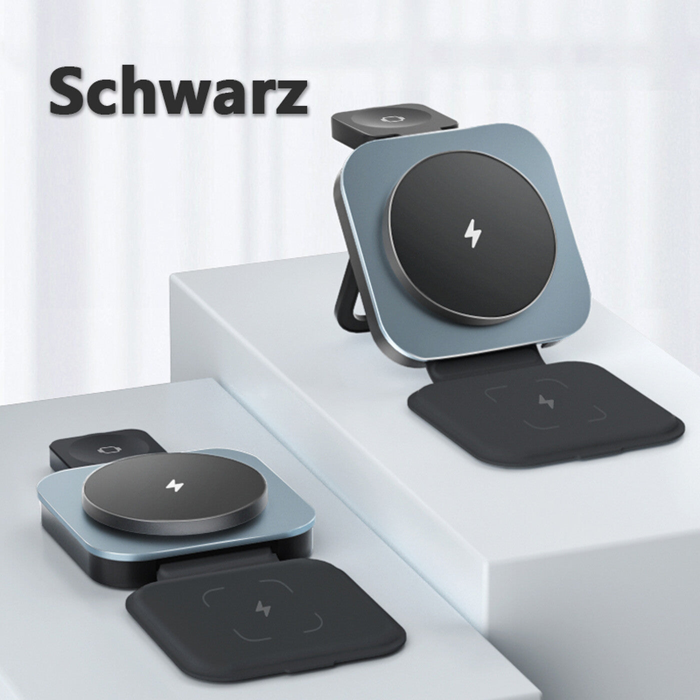 Rexsun 3-in-1 Faltbares Magnetisches Wireless-Ladegerät für MagSafe, Tragbare Schnellladestation für iPhone 16/15/14/13/12 Serie, AirPods Pro/4/3/2 und Apple Watch, T11, Schwarz