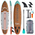 COOLCAA Dolphin Series aufblasbares Stand-Up-Paddle-Board 11'8" Set mit Carbonfaser-Paddel (Holzmaserung)
