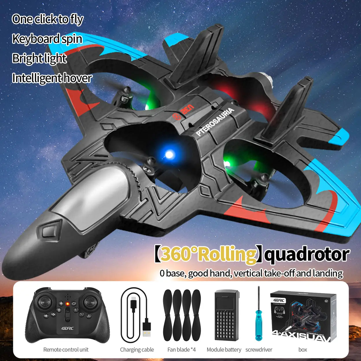 4DRC V32 RC-Flugzeug, Ferngesteuertes Schaumstoff-Flugzeug mit Licht, 2 Akkus, 360°-Flip, Gyro-Stabilisierungssysteme, 3 einstellbare Geschwindigkeitsstufen, RC-Jet-Flugzeug-Spielzeug, Geschenke für Kinder, Jungen, Anfänger und Erwachsene