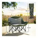 Outsunny Faltstuhl 2 Sitzer faltbar Campingstuhl mit Getränkehalter Tragetasche Outdoor Klappstuhl bis 250kg belastbar robust leicht gepolstert Angelstuhl Gartenstuhl für Garten Camping Strand