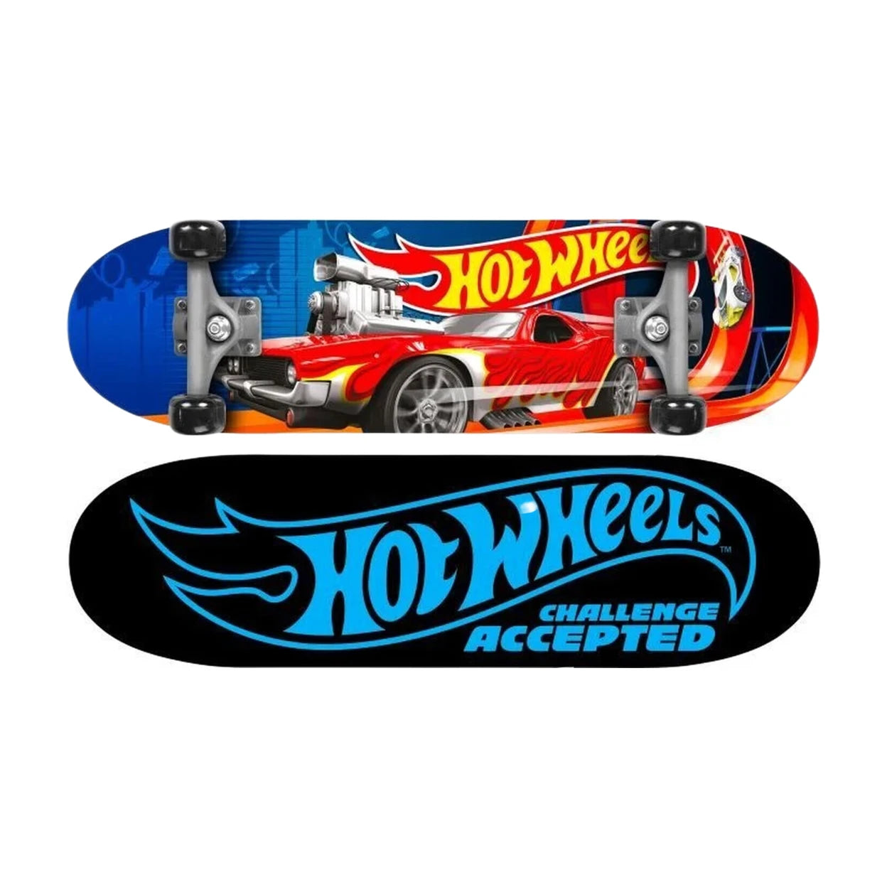 HOT Wheels Skateboard 71cm ABEC5, Blau Gelb Rot