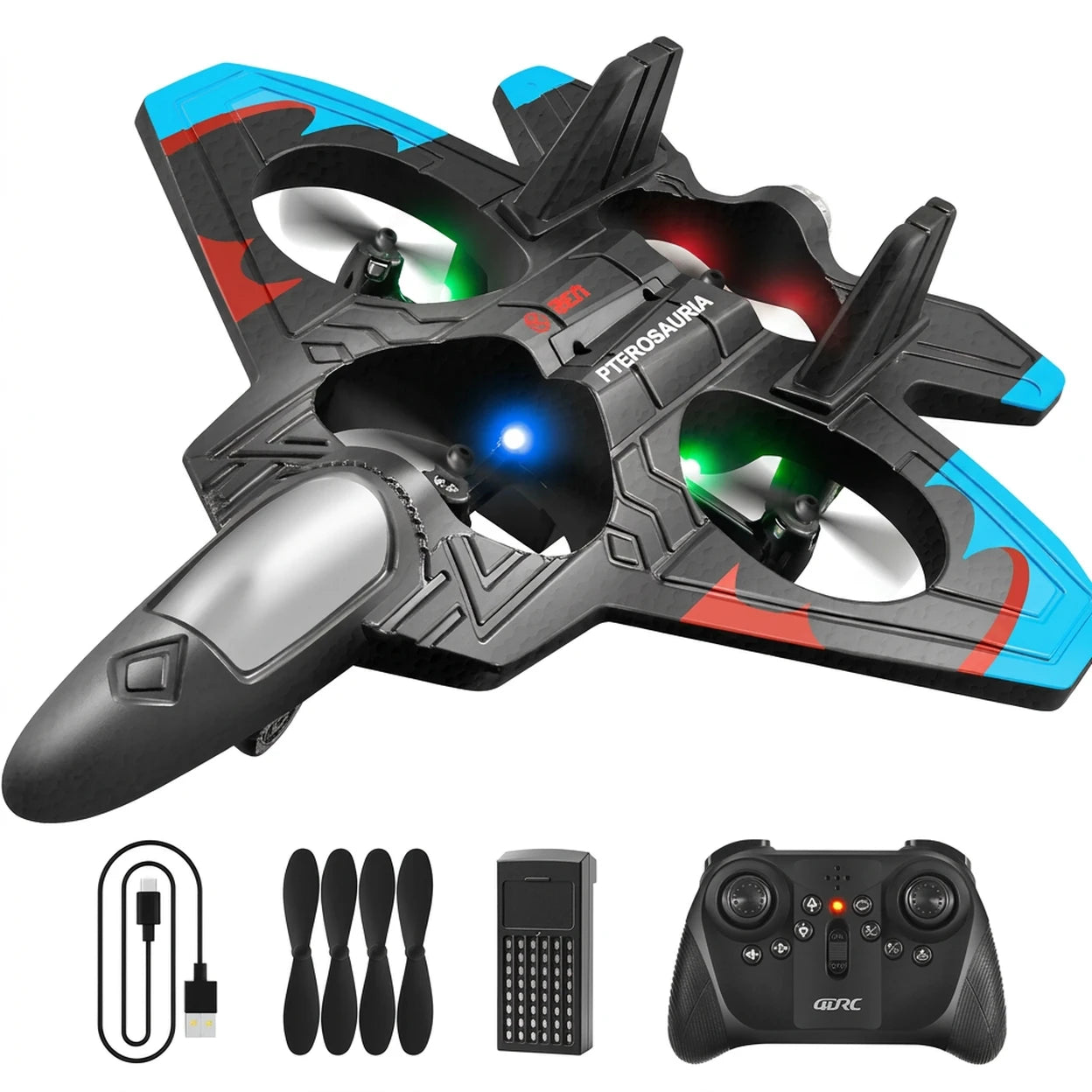 4DRC V32 RC-Flugzeug, Ferngesteuertes Schaumstoff-Flugzeug mit Licht, 2 Akkus, 360°-Flip, Gyro-Stabilisierungssysteme, 3 einstellbare Geschwindigkeitsstufen, RC-Jet-Flugzeug-Spielzeug, Geschenke für Kinder, Jungen, Anfänger und Erwachsene