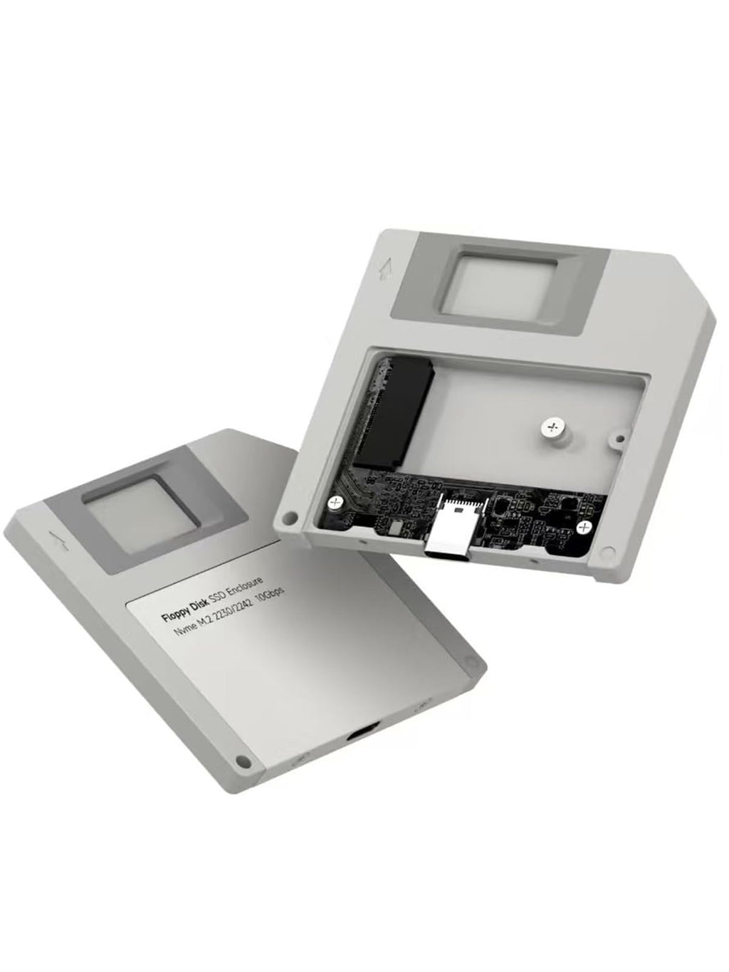 Hagibis m2 ssd gehäuse im Floppy-Design, USB 3.2 Gen2 10 Gbit/s NVMe PCIe M.2 2230/2242 externes Festplattengehäuse für MacBook, Laptop, iPad, Android, ssd iPhone 17 16 15 Pro Max(Grau)
