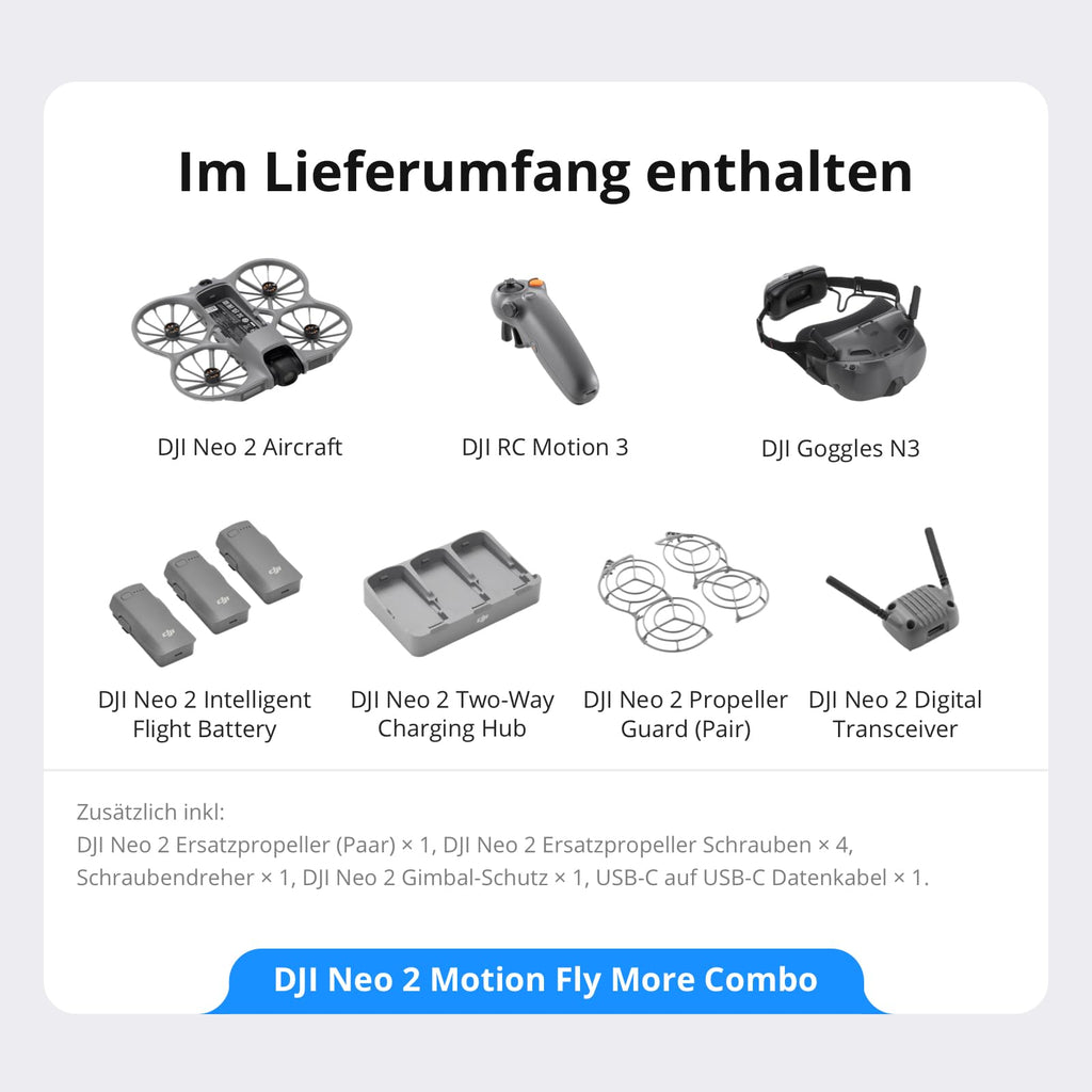 DJI Neo 2 Motion Fly More Combo mit RC Motion 3 und Goggles N3 - Drohne für Einsteiger