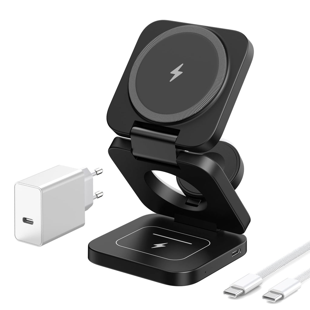 Induktive Ladestation Kompatibel mit Magsafe Ladegerät,3-in-1 Ladestation