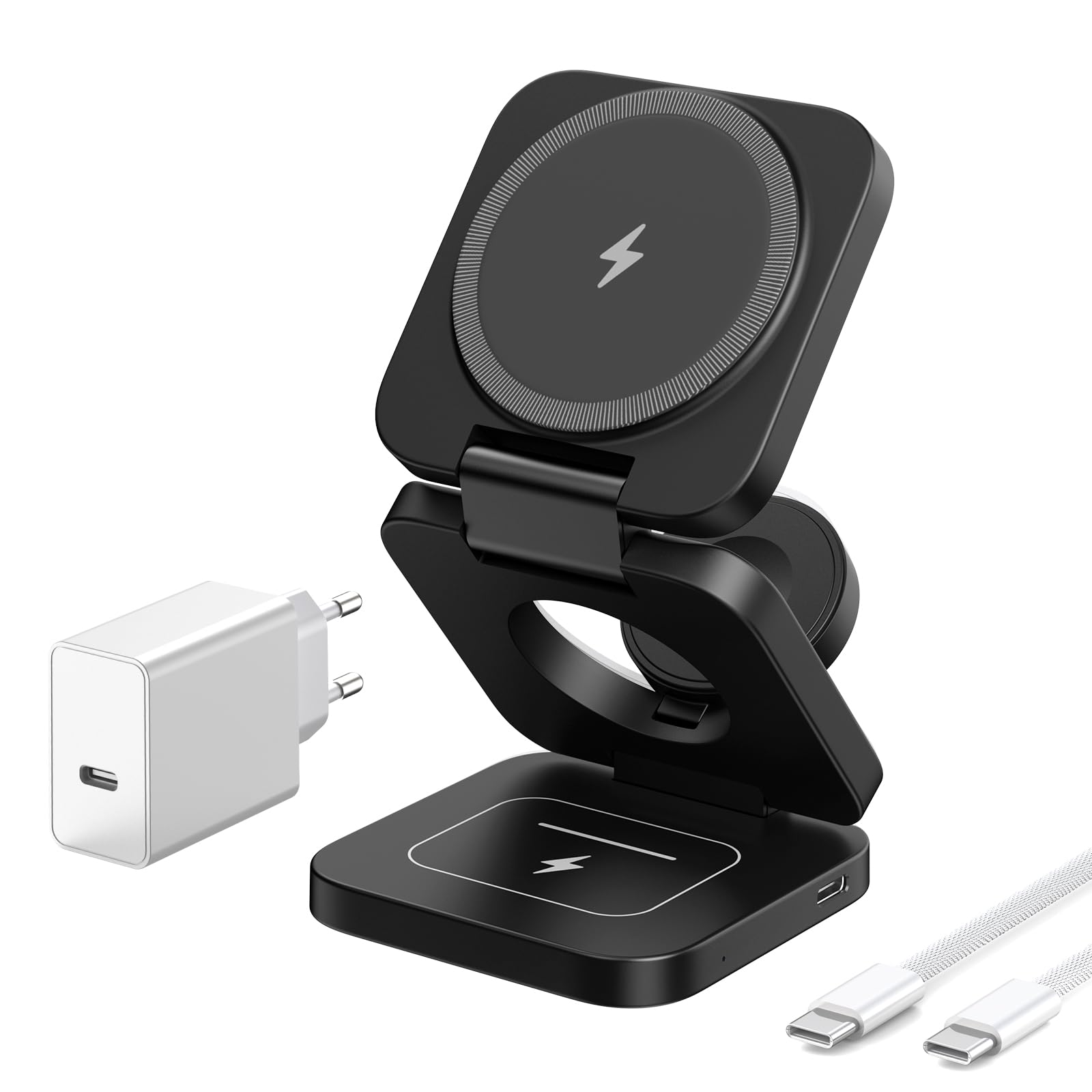 Induktive Ladestation Kompatibel mit Magsafe Ladegerät,3-in-1 Ladestation