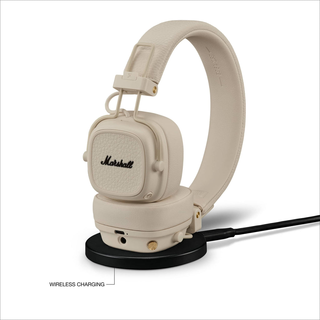 Marshall Major V Bluetooth Kopfhörer, 100 Stunden Spielzeit – Crème