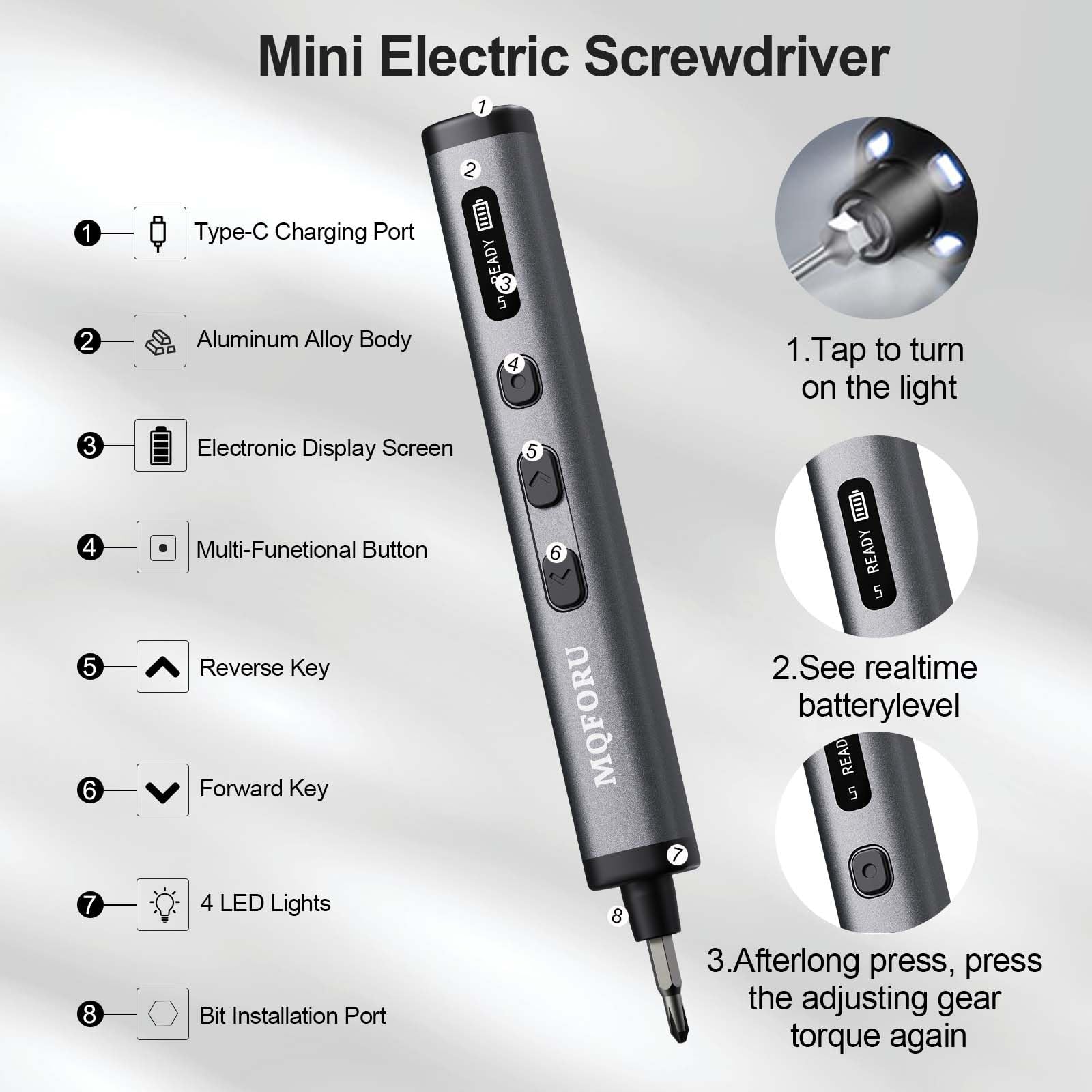 Electric Screwdriver Set with 72 Magnetic Bits