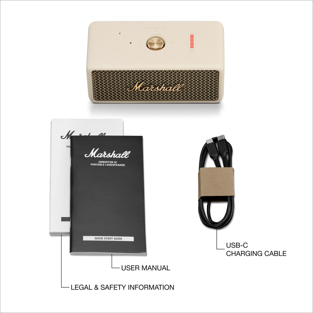 Marshall Emberton III tragbare Bluetooth Lautsprecher, kabellos, IP67 Staub und wasserfest, über 32 Stunden Spielzeit - Creme