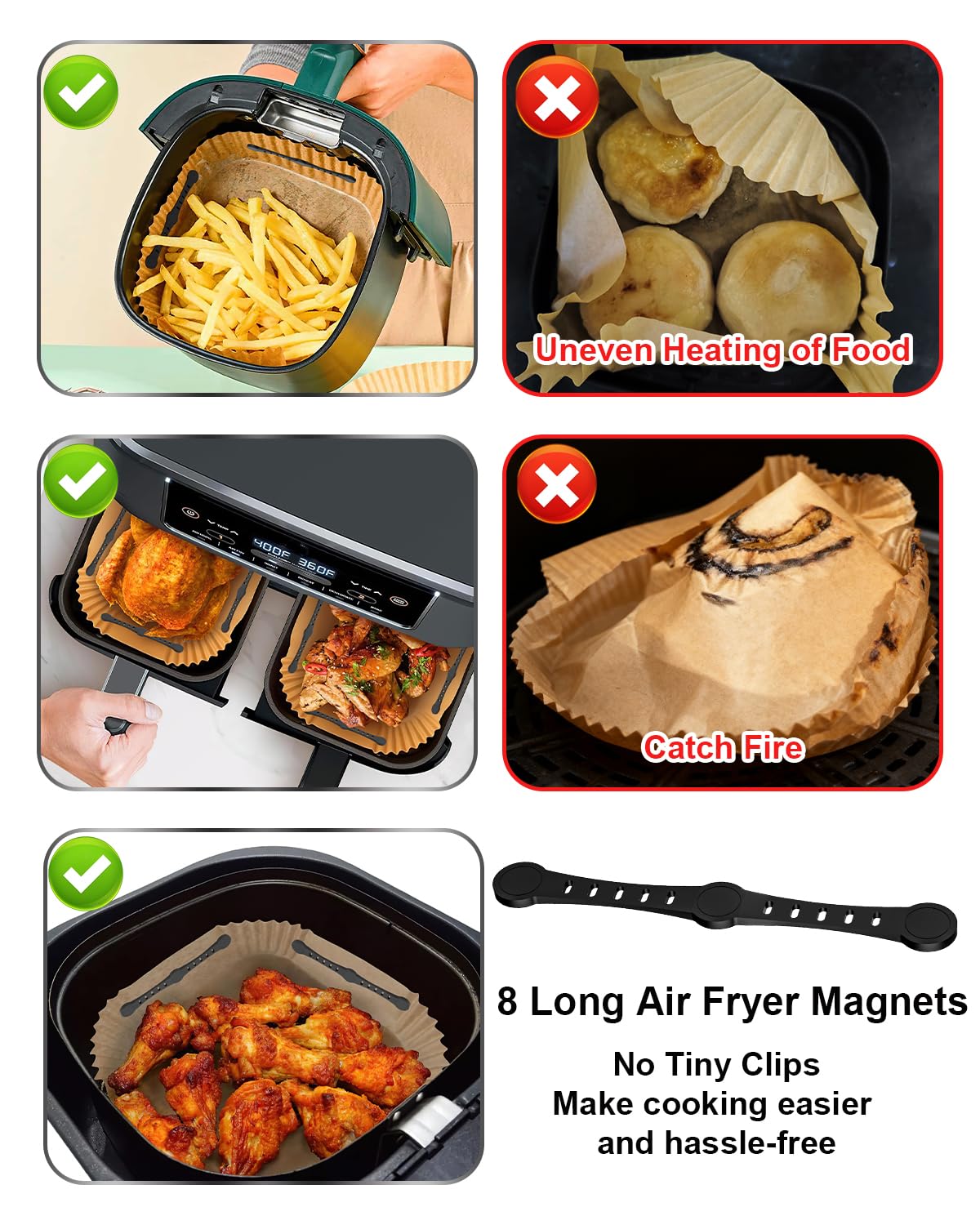 Magnete für Heißluftfritteusen (8 Stück)