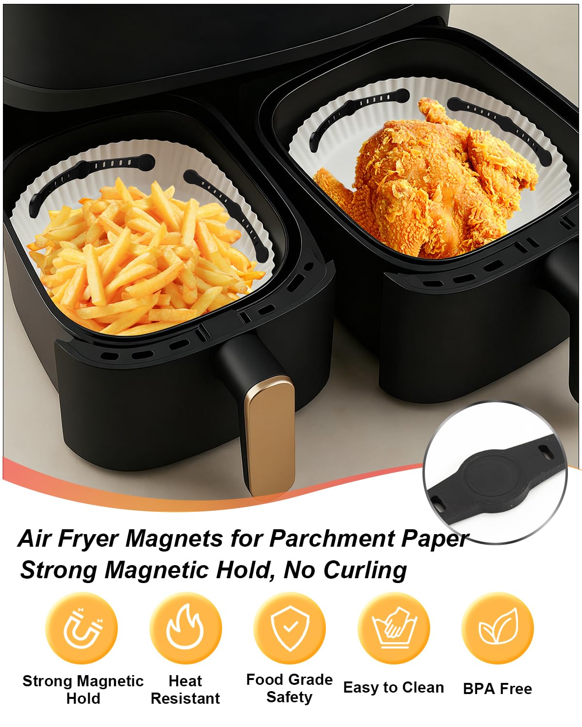 Magnete für Heißluftfritteusen (8 Stück)