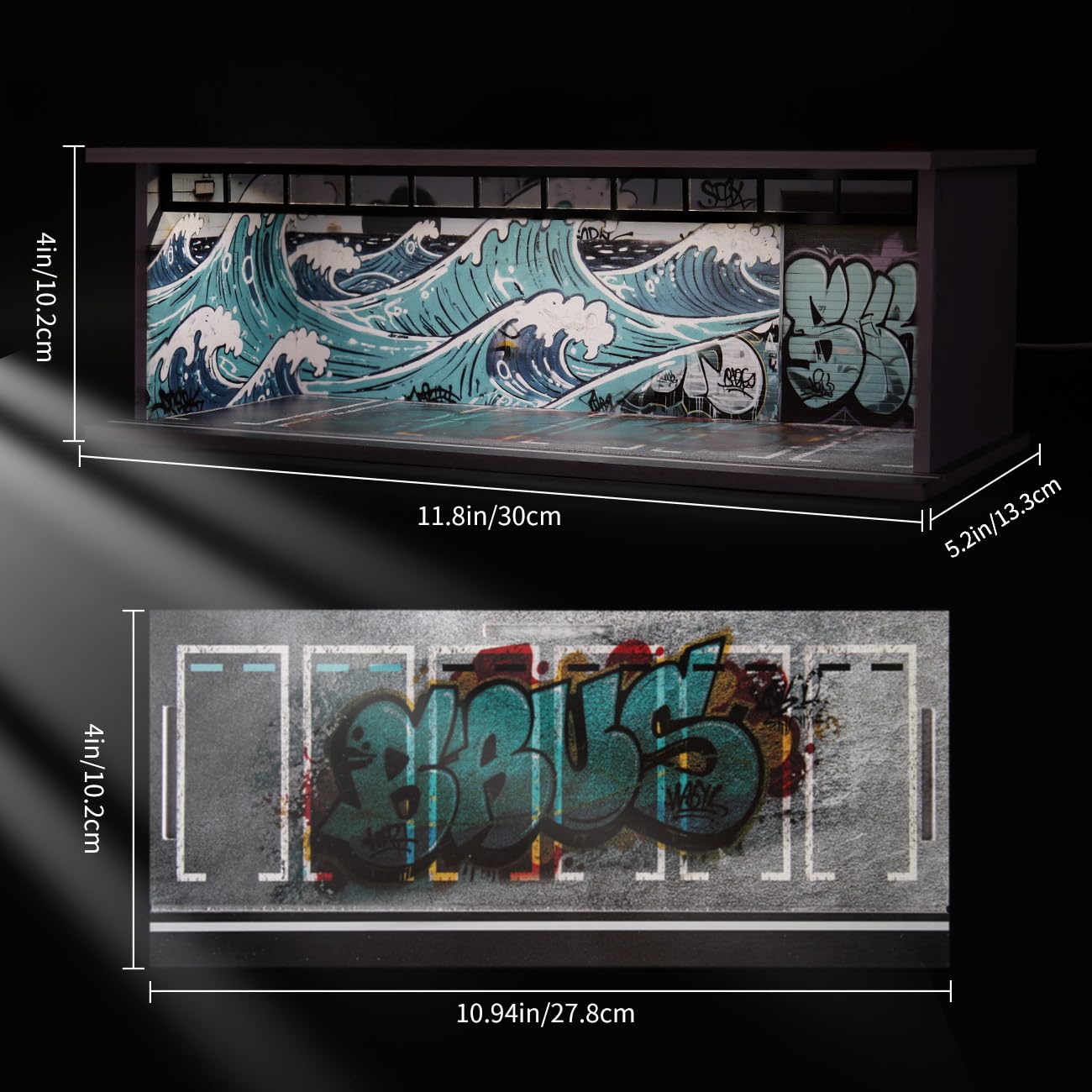 Display Case für Hot Wheels, Diorama 1/64 Skala Auto Garage Modell mit LED-Lichtern