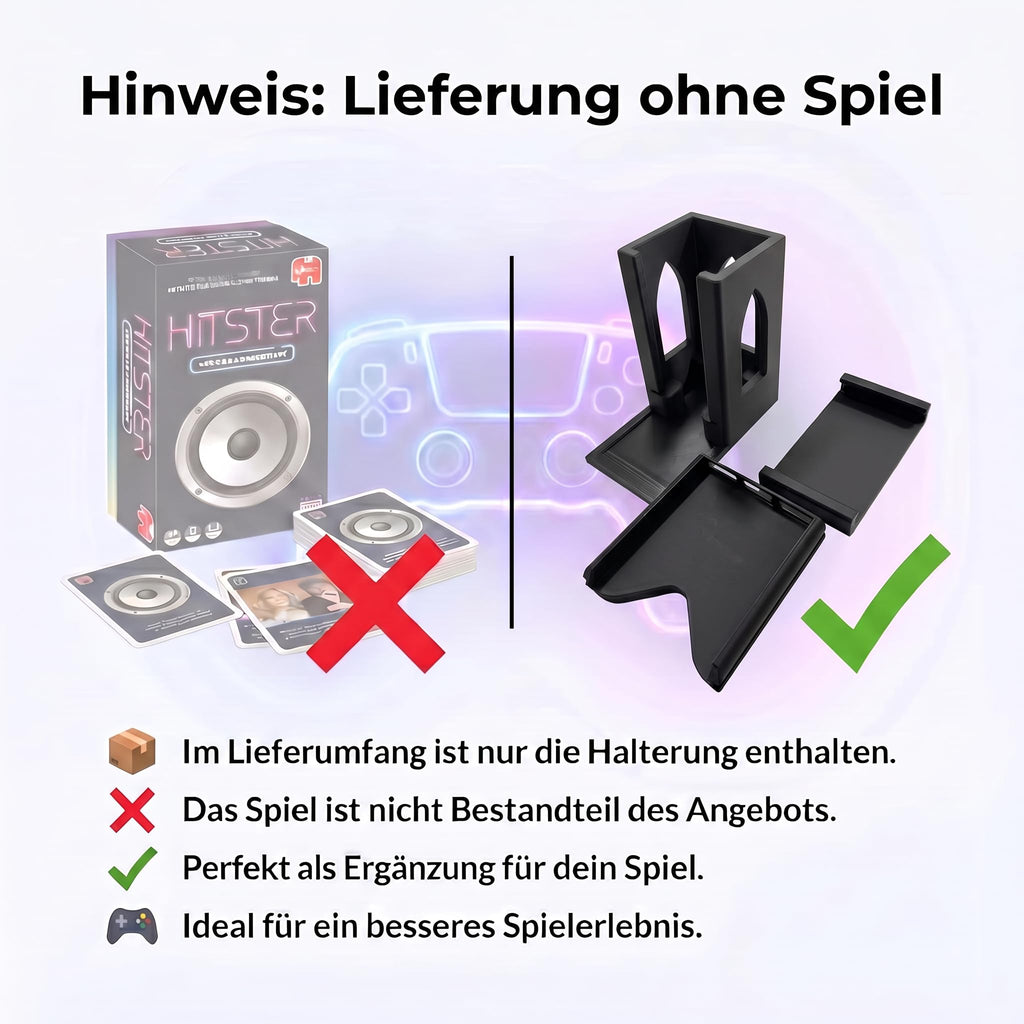 R-Satz Shop Handyhalterung Turm passend für Hitster – Smartphone Ständer mit Kartenfach – stabil & rutschfest für QR-Code Scan – Zubehör kompatibel mit Hitster Original & Party