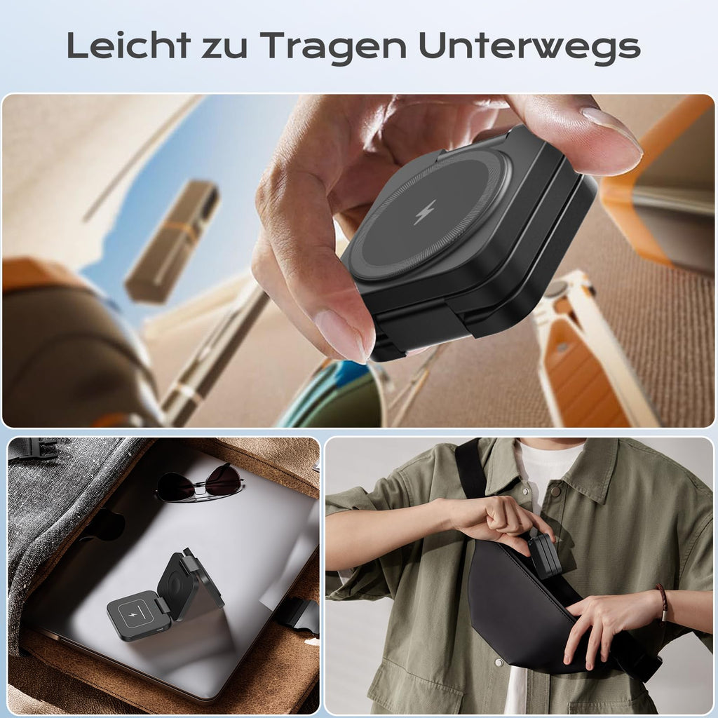 Induktive Ladestation Kompatibel mit Magsafe Ladegerät,3-in-1 Ladestation