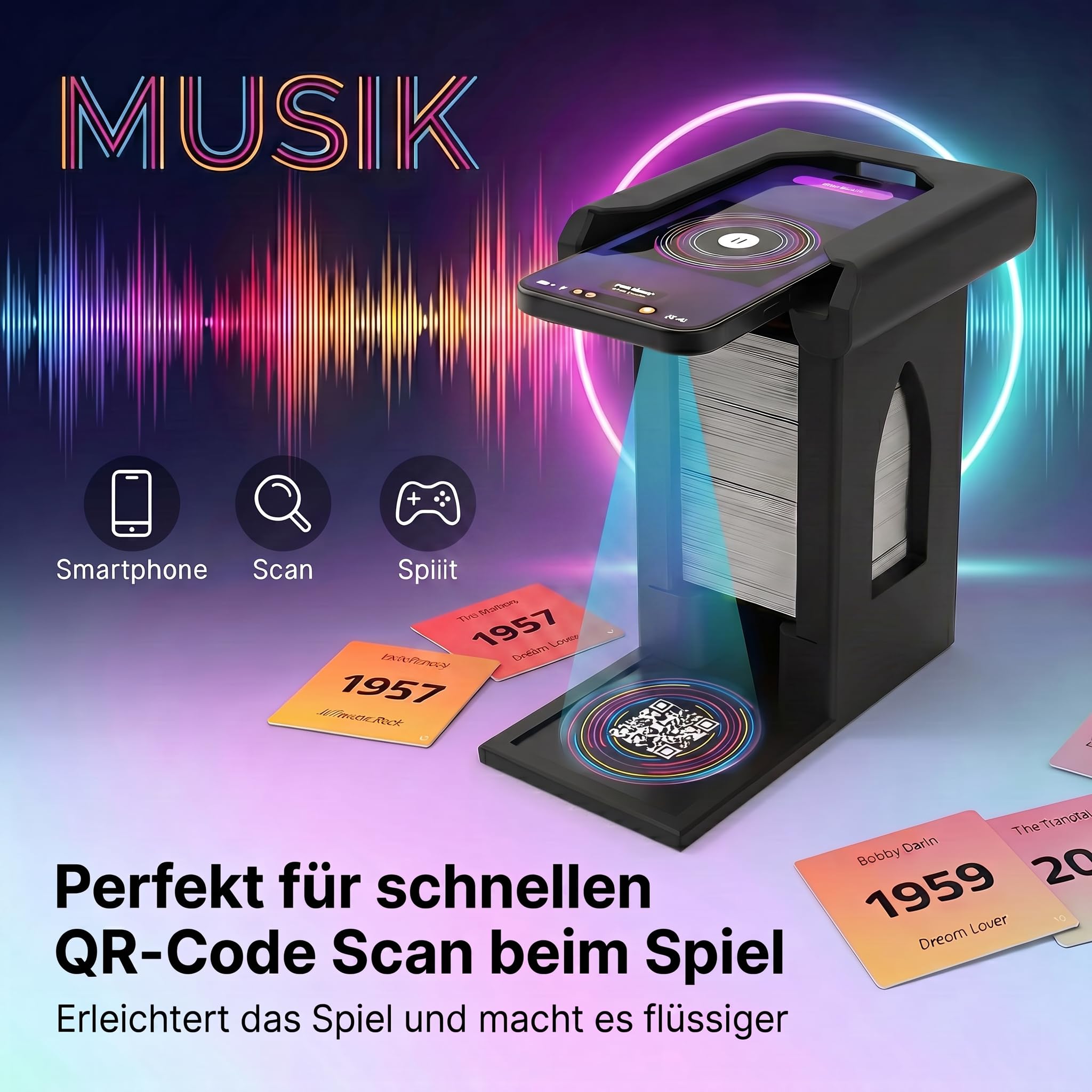 Smartphone Ständer mit Kartenfach für Hitster