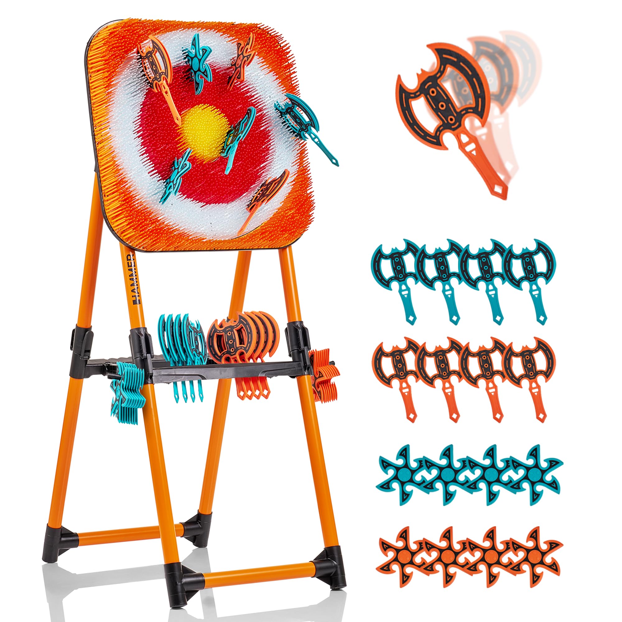 Wurfspiel HAMMER Ninja Dart mit Zielscheibe, Wurfäxten & Wurfsterne