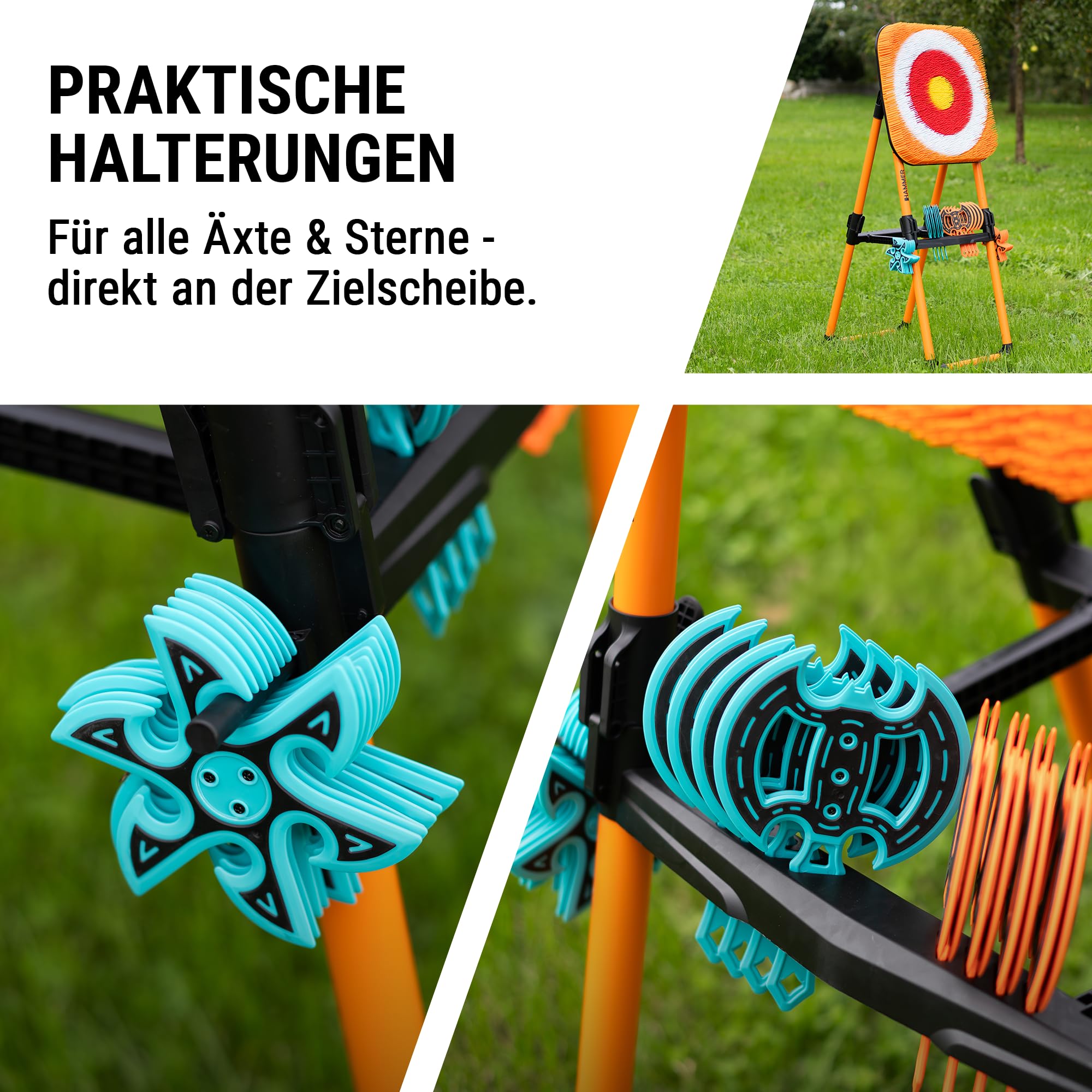 Wurfspiel HAMMER Ninja Dart mit Zielscheibe, Wurfäxten & Wurfsterne