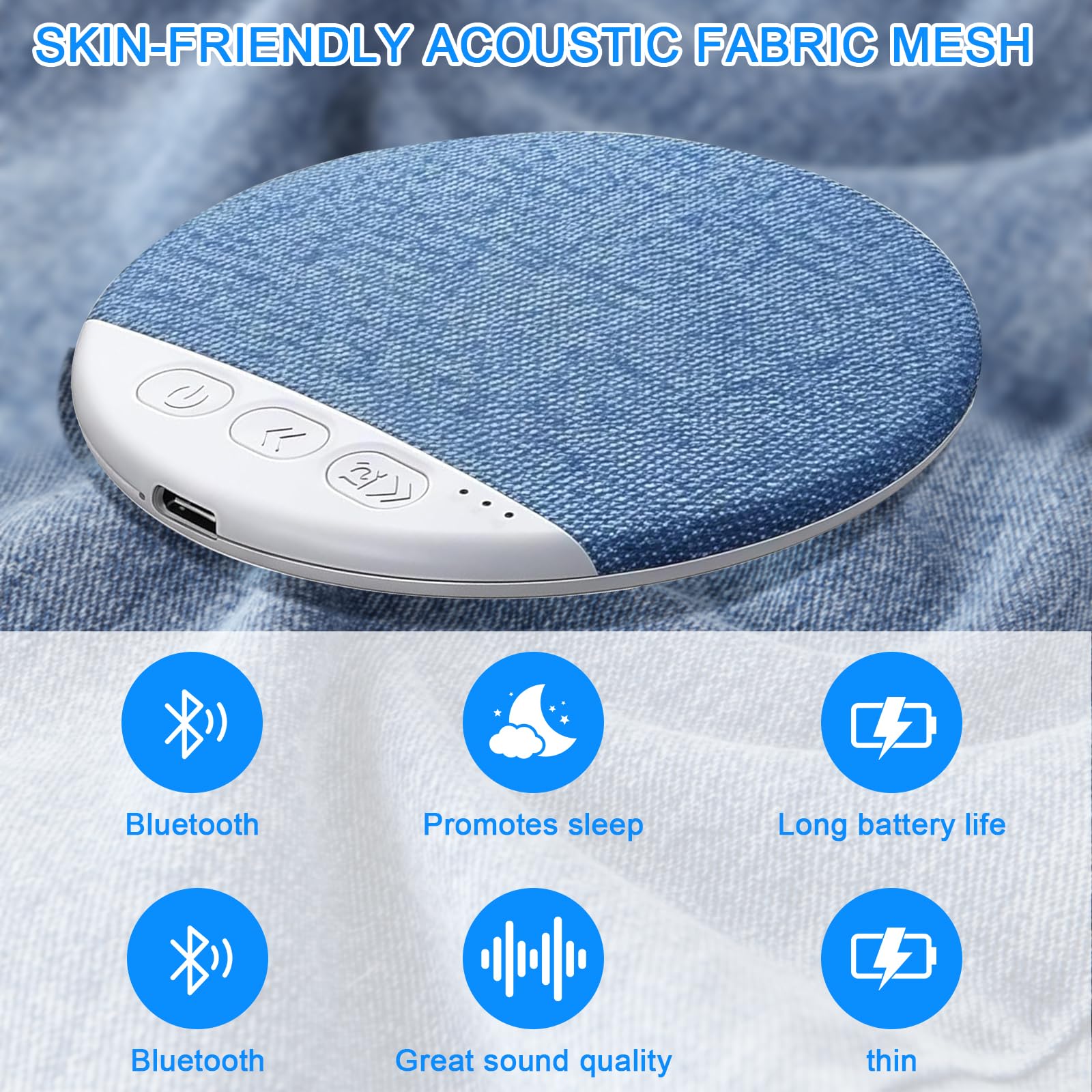 Kissenlautsprecher Bluetooth,- Tragbarer Mini-Lautsprecher - Unter dem Kissen