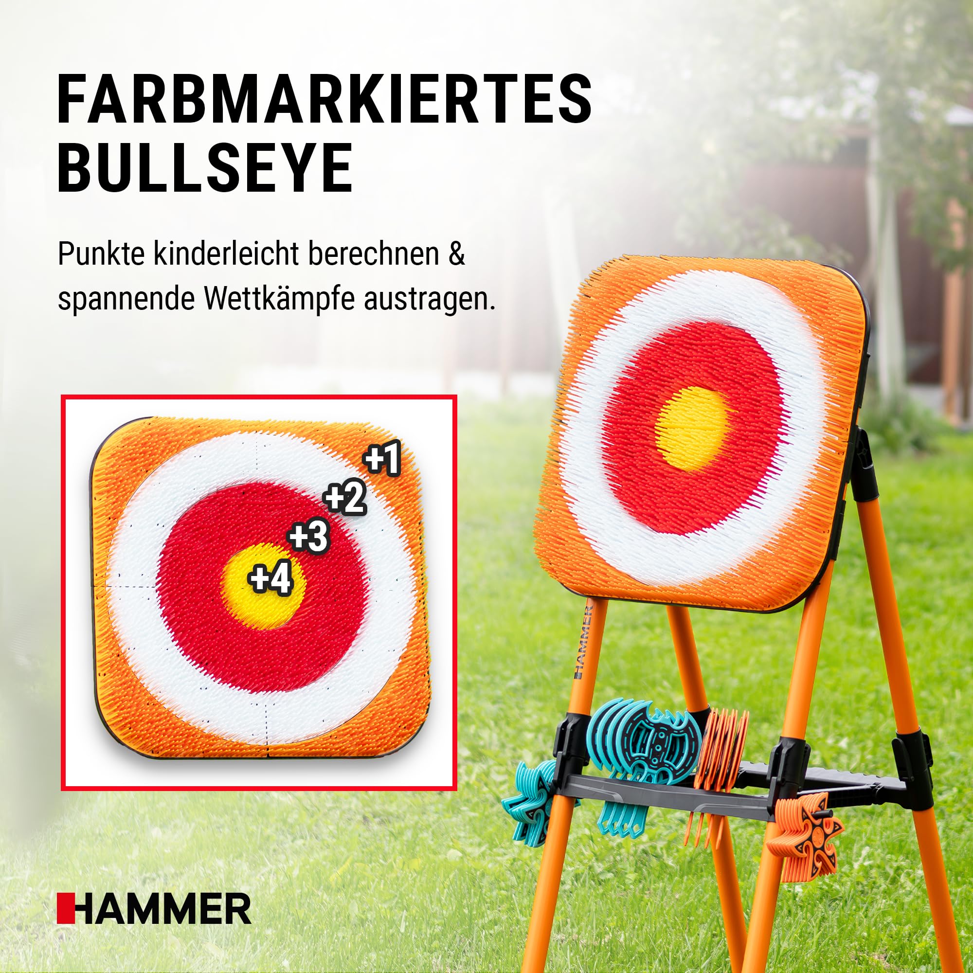 Wurfspiel HAMMER Ninja Dart mit Zielscheibe, Wurfäxten & Wurfsterne