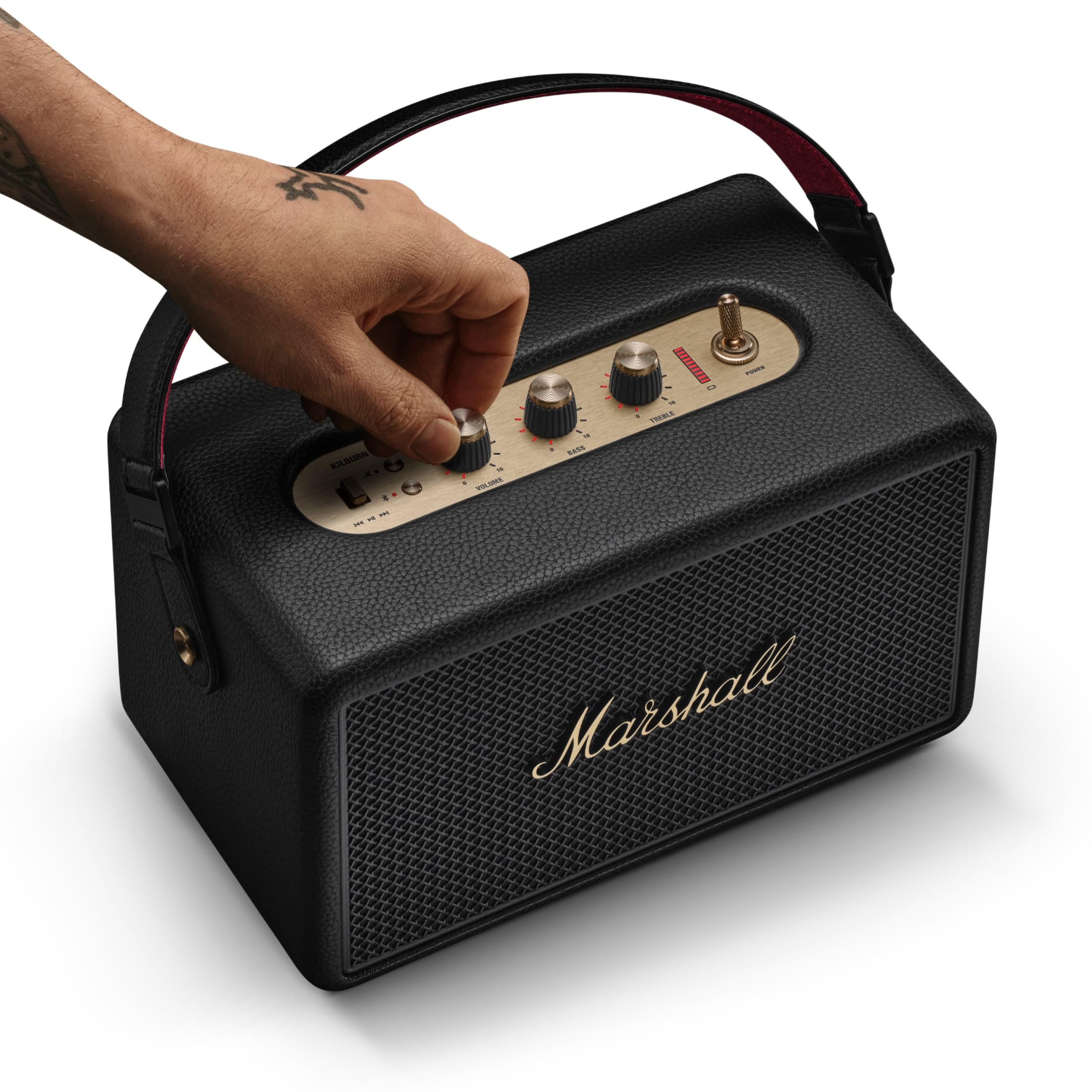 Marshall Kilburn III Tragbarer Bluetooth Lautsprecher mit über 50 Stunden Spieldauer - Schwarz und Messing
