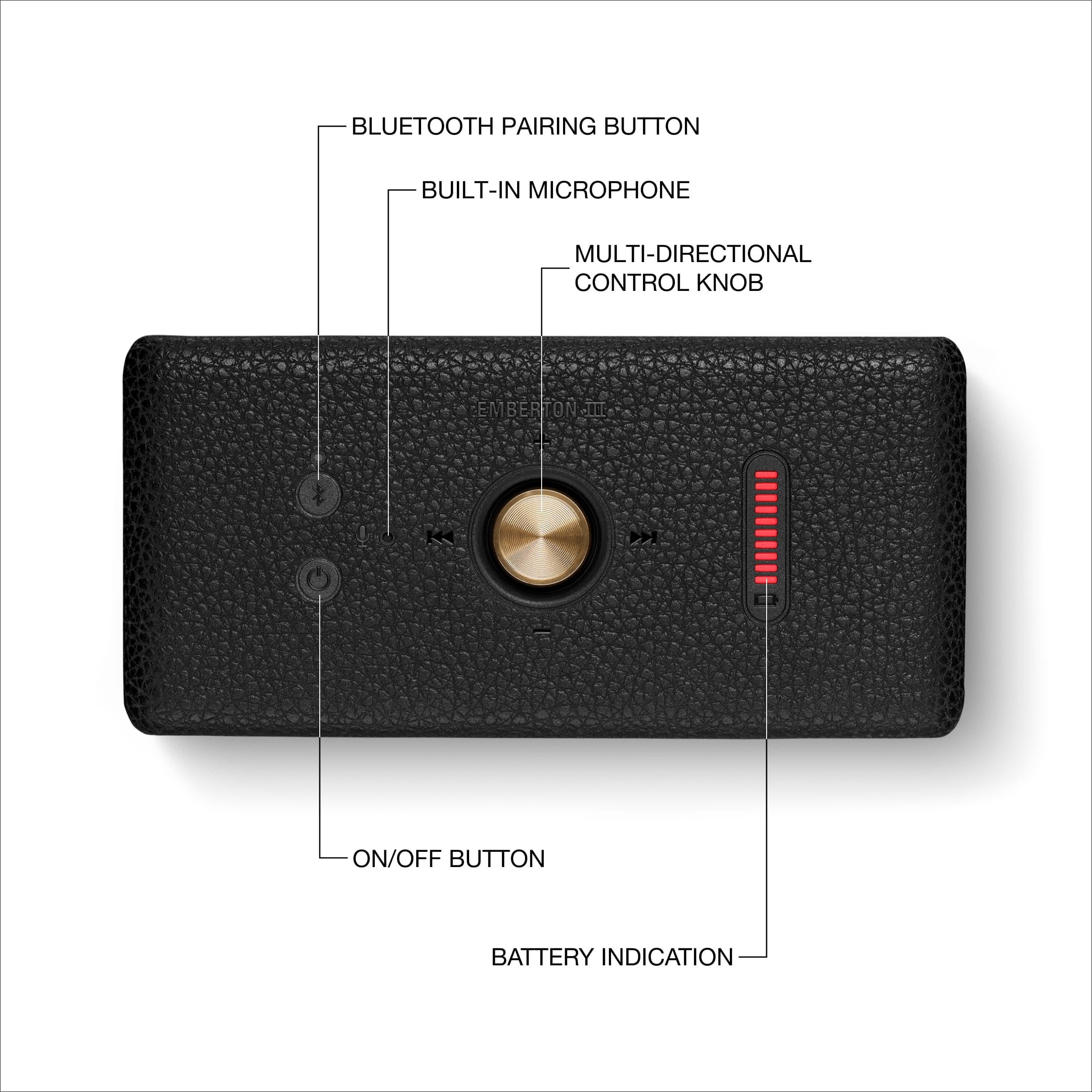 Marshall Emberton III tragbare Bluetooth Lautsprecher, kabellos, IP67 Staub und wasserfest, über 32 Stunden Spielzeit - Schwarz und Messing