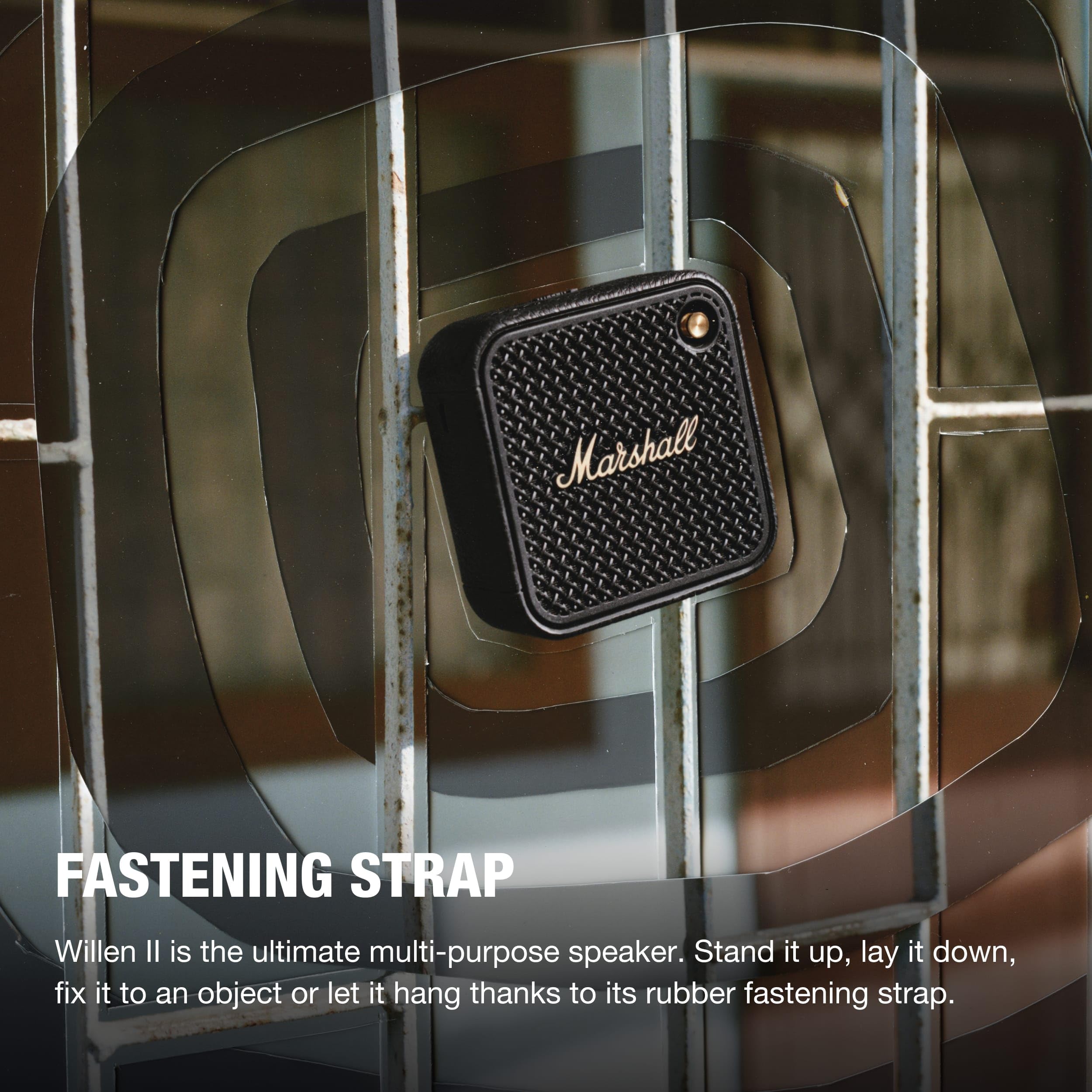 Marshall Willen II Bluetooth-Lautsprecher, kabellos, über 17+ Stunden Spielzeit, wasserdicht nach IP67 – Schwarz und Messing