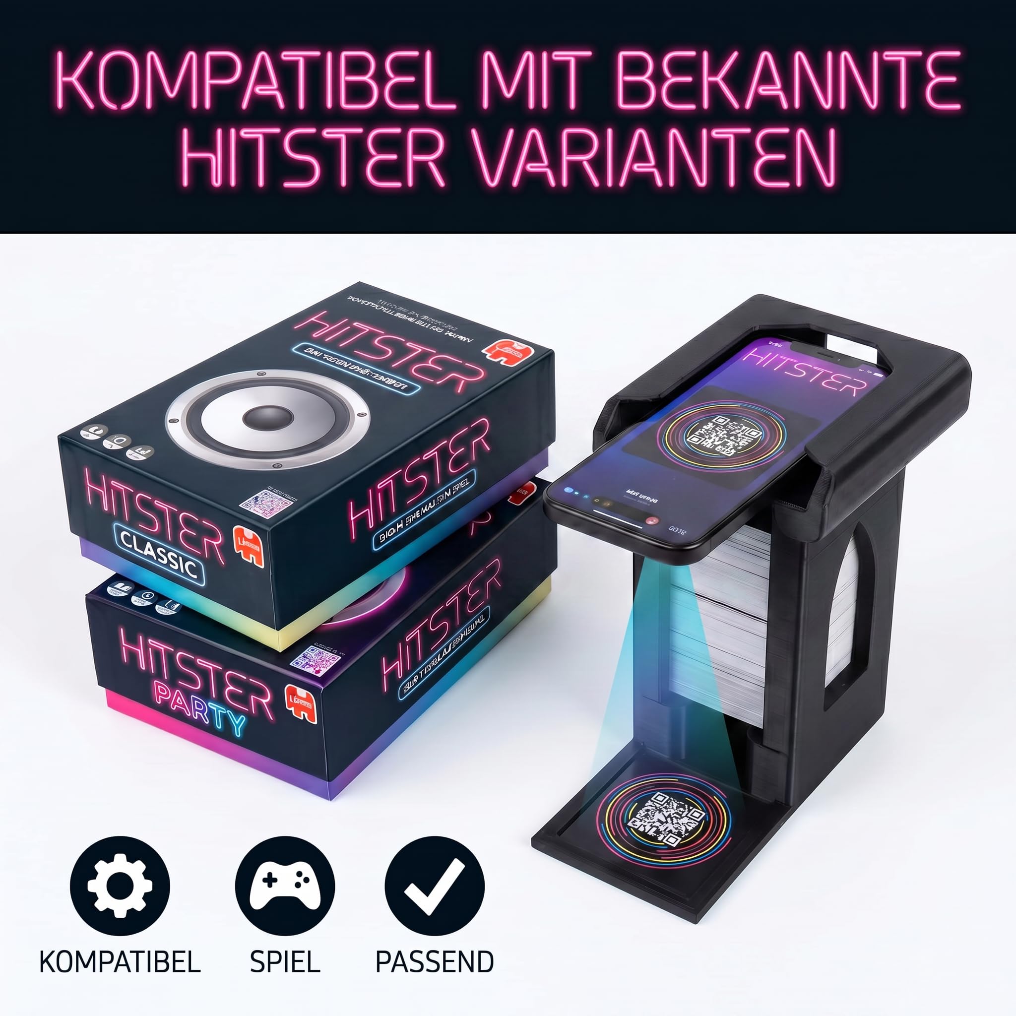 Smartphone Ständer mit Kartenfach für Hitster