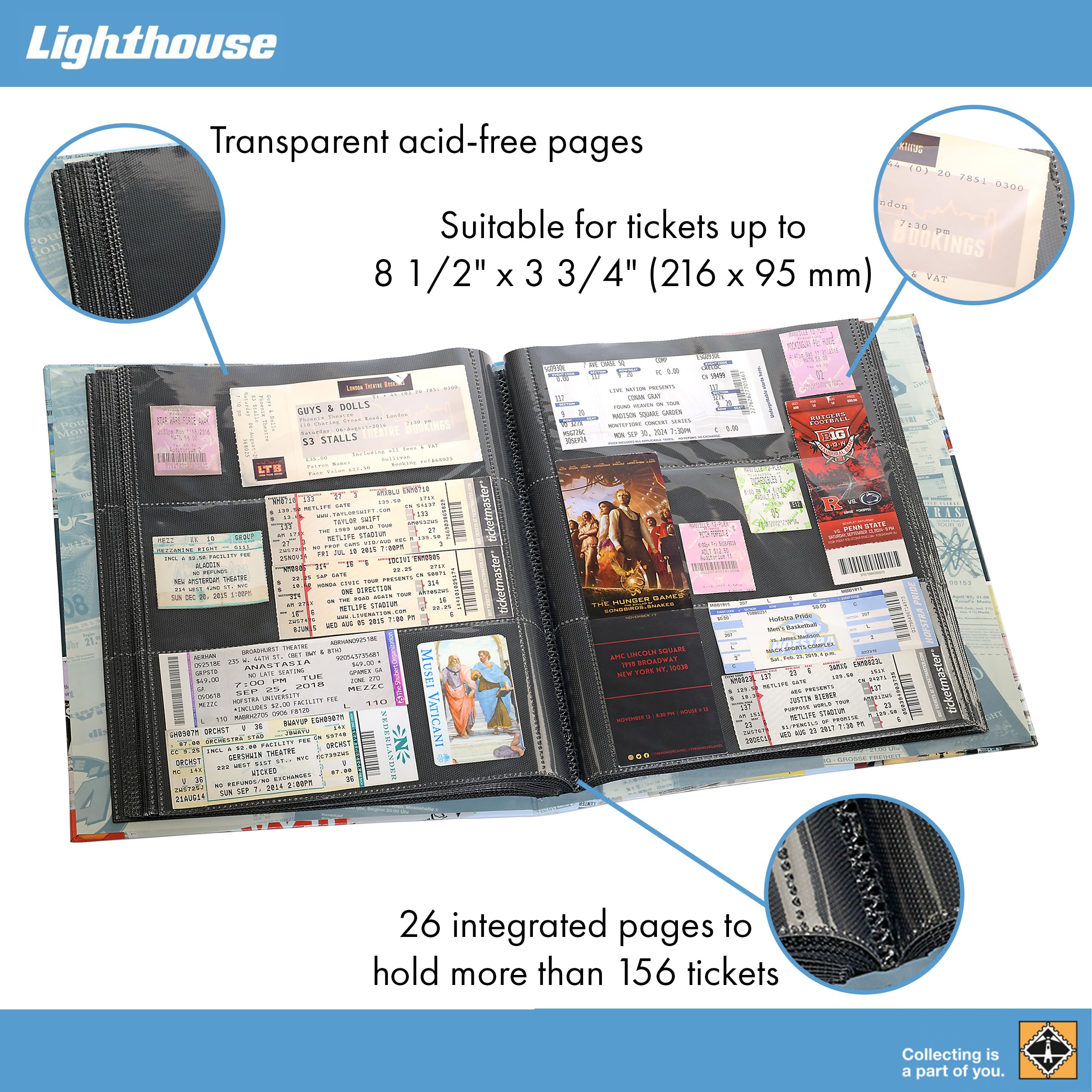 Ticket-Sammelalbum - Album für 148 Eintrittskarten, Konzertkarten und Tickets