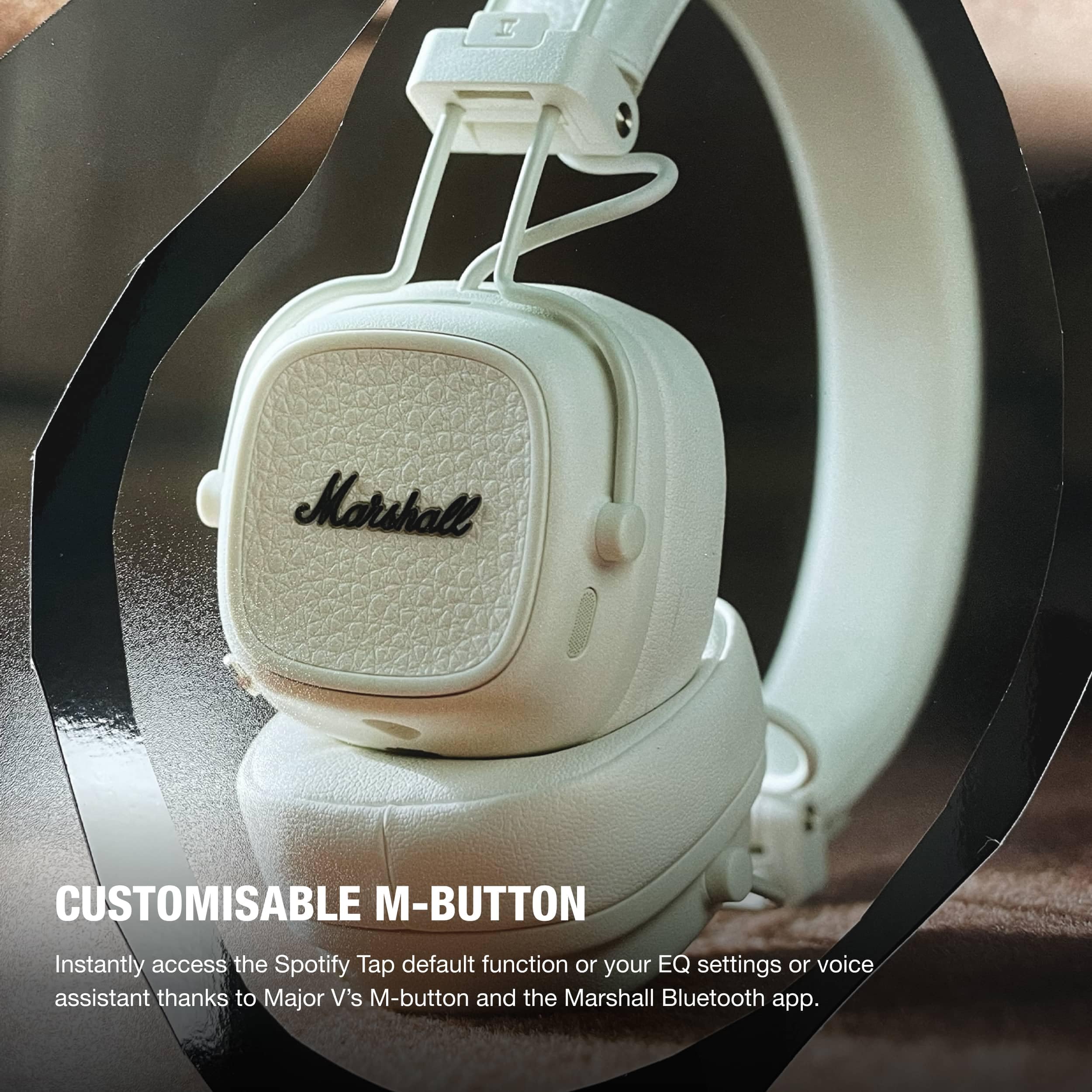 Marshall Major V Bluetooth Kopfhörer, 100 Stunden Spielzeit – Crème