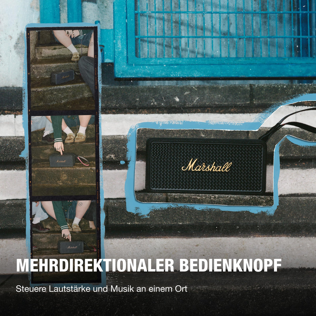 Marshall Middleton II Bluetooth Tragbarer Bluetooth-Lautsprecher – Schwarz und Messing
