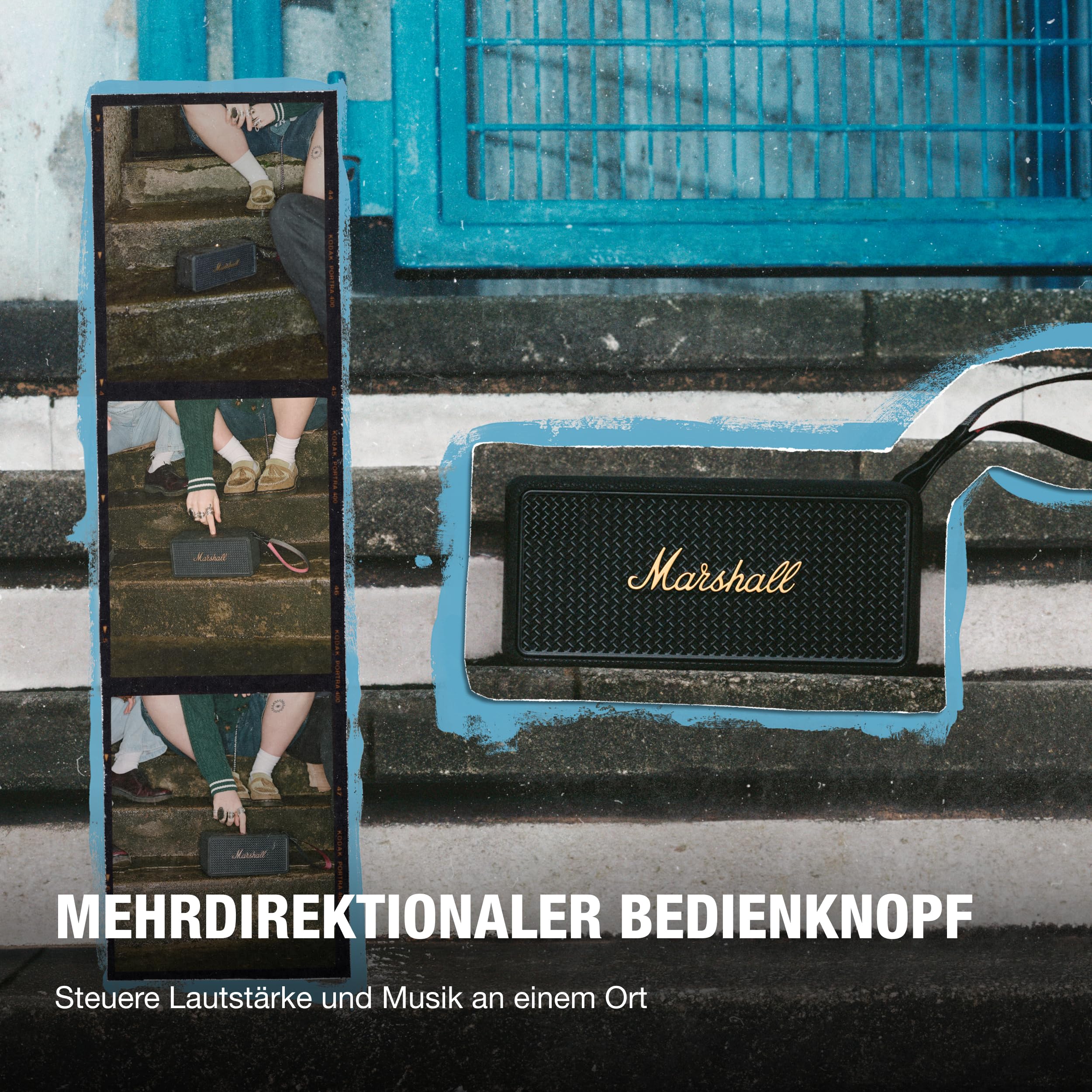Marshall Middleton II Bluetooth Tragbarer Bluetooth-Lautsprecher – Schwarz und Messing