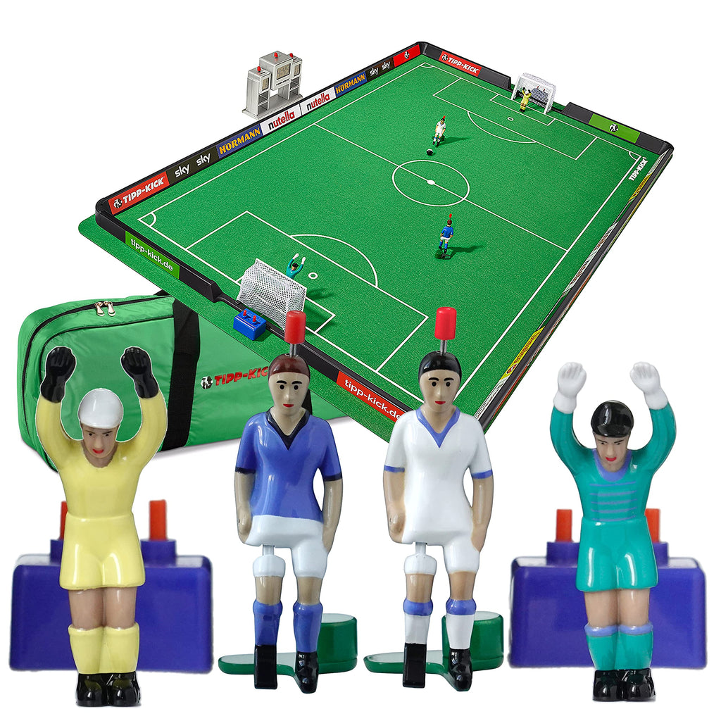 TIPP-KICK Spiel Super Cup Italia Tischfußball-Set - Fußball-Spiel mit extra-großem Spielfeld inkl. Bande, italienischen Top Kickern, Torwarte „Toni“, Toren, Bällen &amp; Halbzeituhr, Geschenkidee für Fans