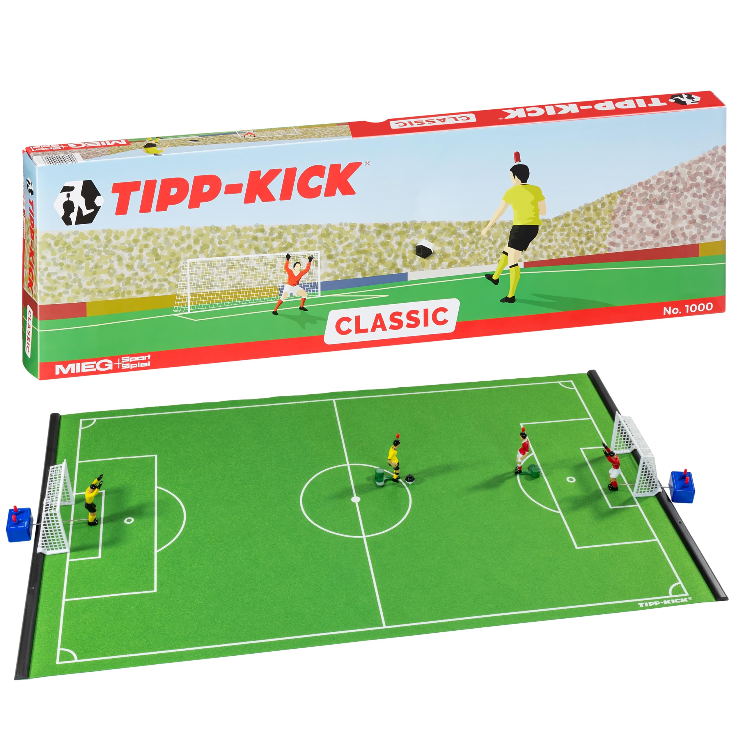 TIPP-KICK Spiel Classic Tischfußball-Set Das Original - Fußball-Spiel mit Spielern, Torwarten, Plastik-Toren, Bällen und Spielfeld aus Filz, ideal für Einsteiger, Geschenkidee für Fans